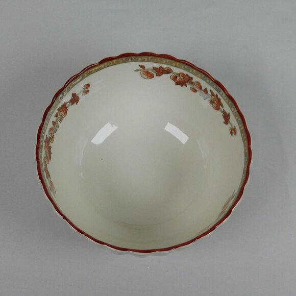 Spode Indian Tree Cranberry Bowl Old Backstamp 5 inches Scalloped Orange Rust - Picture 5 of 8